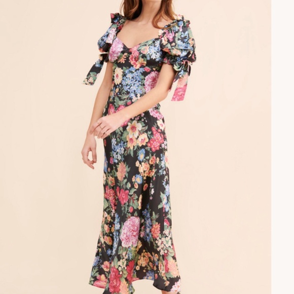 NEW Selkie The Poet Slip Silk Midi Dress - Puck Floral Print - Picture 1 of 12